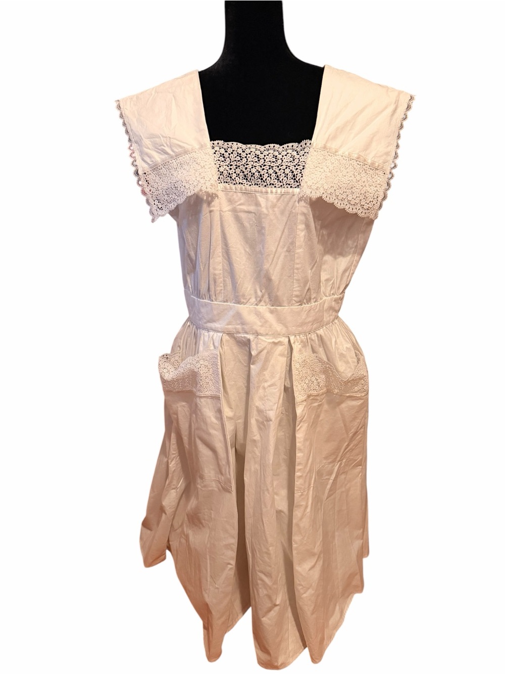 Vintage Gunne Sax by Jessica McClintock Cotton Lace Pinafore Apron Size 13
